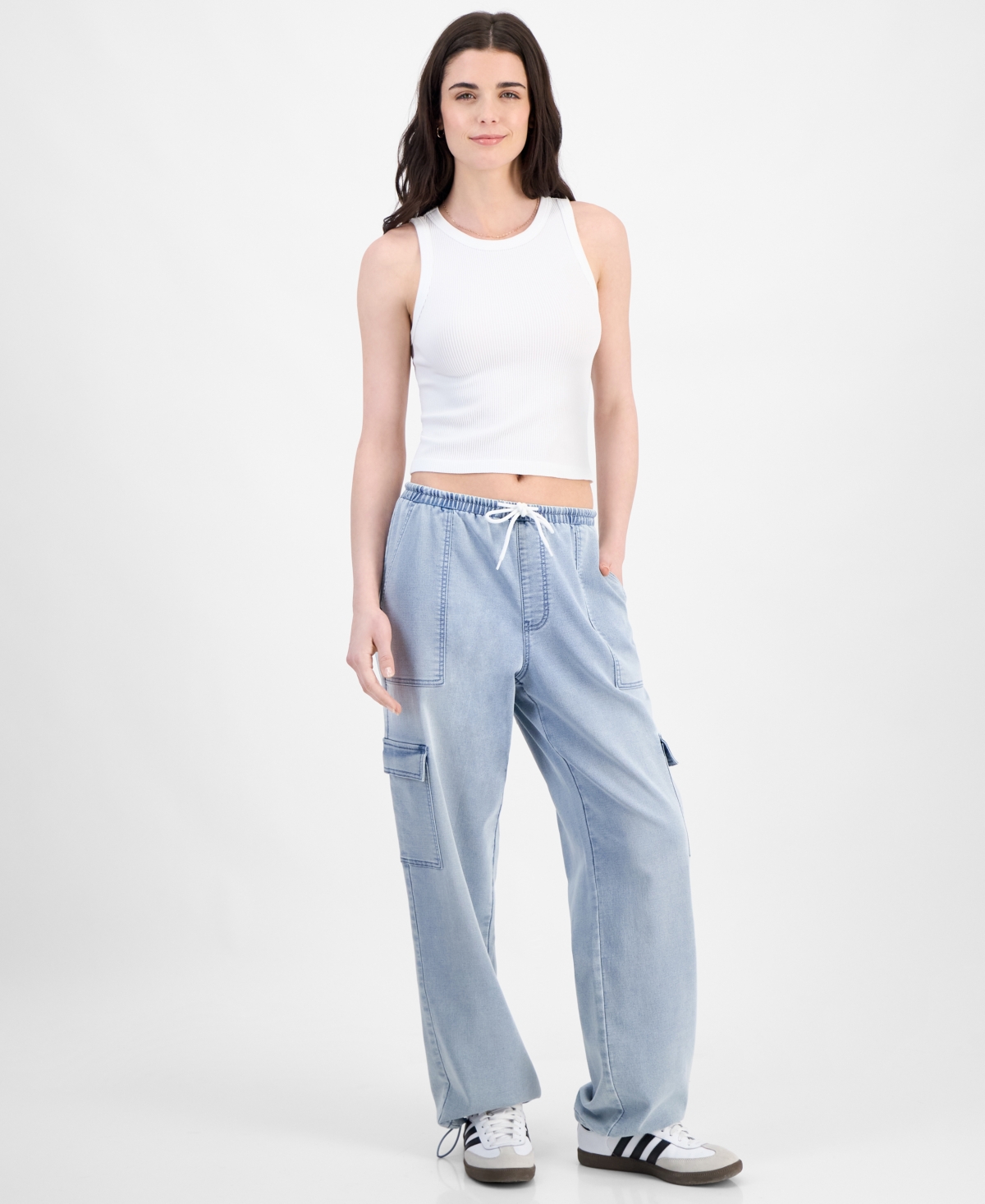 Tinseltown Juniors' Drawstring Cargo Parachute Jeans