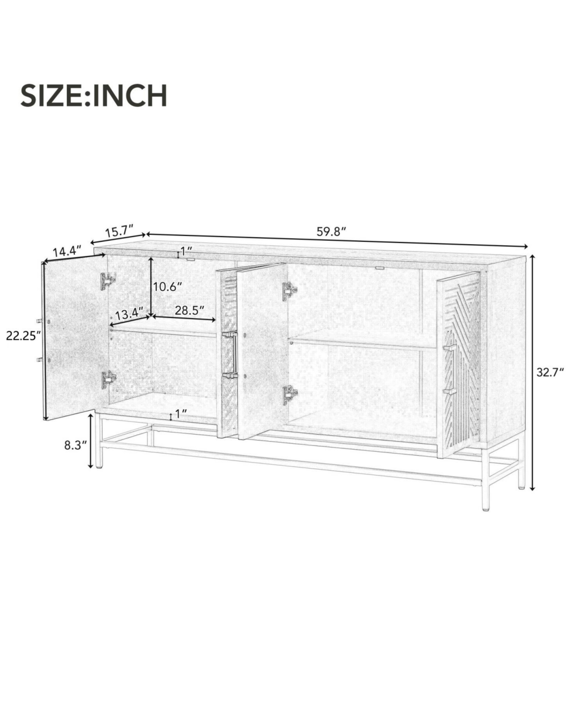 Streamdale Retro Sideboard with Adjustable Shelves and Metal Accents (Espresso)