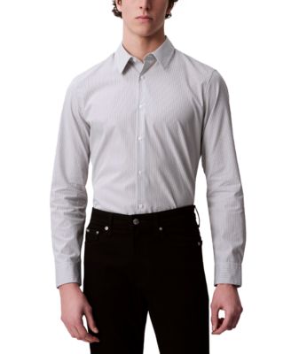 Calvin Klein Men's Stretch Striped Slim-Fit Dress Shirt - Macy's