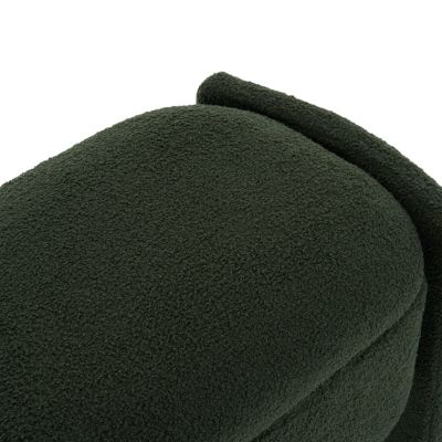 Elegant Long - shaped Storage Ottoman Bench of boucle material with Simple and Grand Design, Dark Green