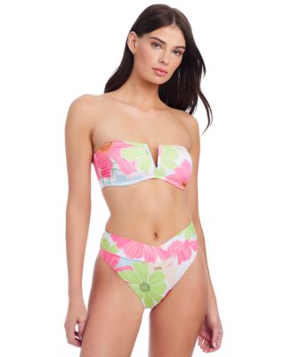 Shop Sanctuary Womens Charming Floral Bandeau Bikini Top V Waist Bottoms In White