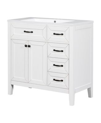 Streamdale 36" Bathroom Vanity with Sink Combo, White Bathroom Cabinet with Drawers, Solid Frame and MDF Board