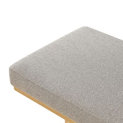 Light Grey Boucle Upholstered Bench with Chunky Legs