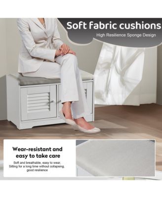 Streamdale 28" Shoe Storage Bench with Cushion and Adjustable Shelves