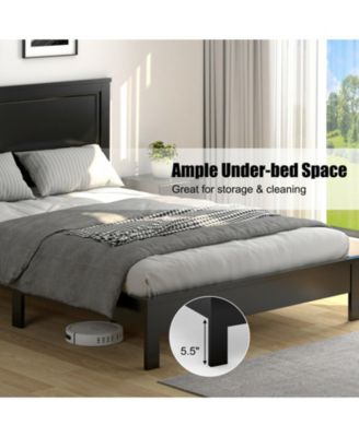 Full Size Platform Slat Bed Frame with High Headboard