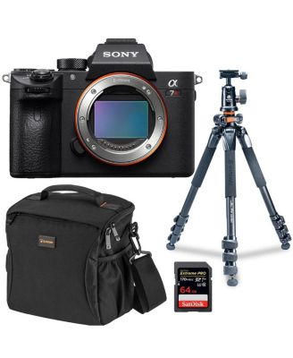 Alpha a7R IV Full Frame Mirrorless Interchangeable-Lens Digital Camera Body (V2) - Bundle with 4-Section Aluminum Tripod, Alpine 160