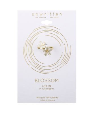 Cubic Zirconia Mother of Pearl Flower Bypass Ring