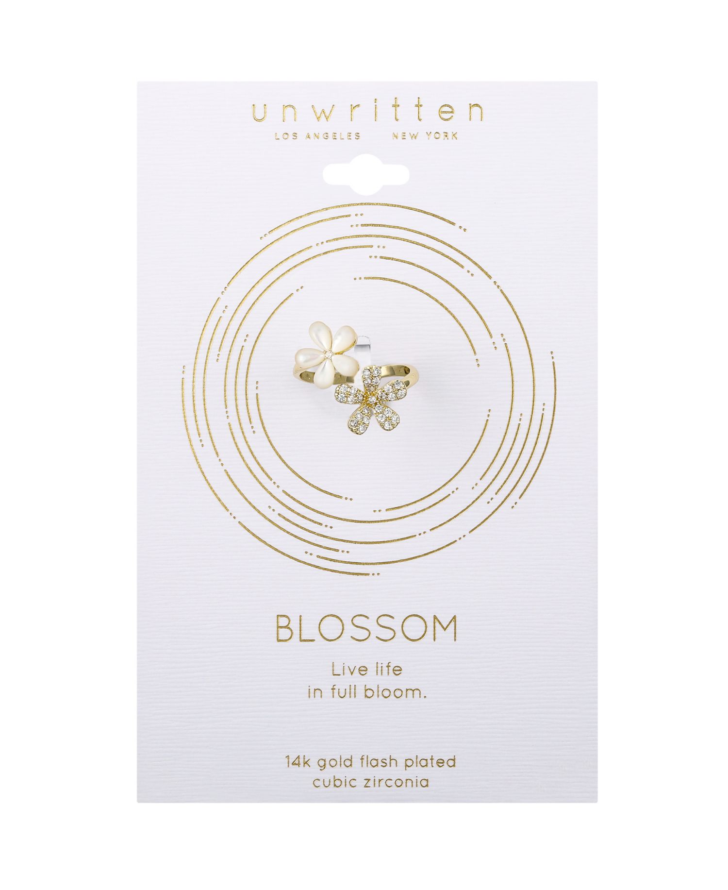 Cubic Zirconia Mother of Pearl Flower Bypass Ring
