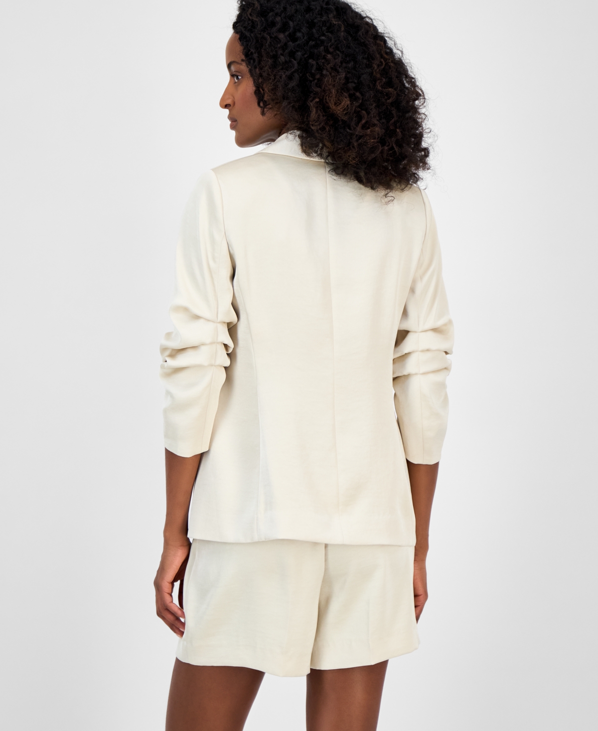 Shop Anne Klein Women's Open-front Scrunch-sleeve Blazer
