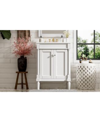 Modern 24" Single Sink Bathroom Vanity Cabinet with Top Sink & Storage Shelves