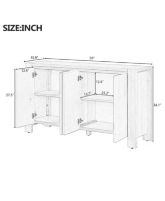 Streamdale Retro 4-door Sideboard with Distressed Finish and Adjustable Shelves for Dining Room, Kitchen, and Living Room (Navy)