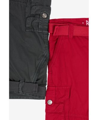 Big Boys 2 Pack Combo Belted Twill Cargo Shorts 8-18