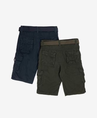 Big Boys 2 Pack Combo Belted Twill Cargo Shorts 8-18