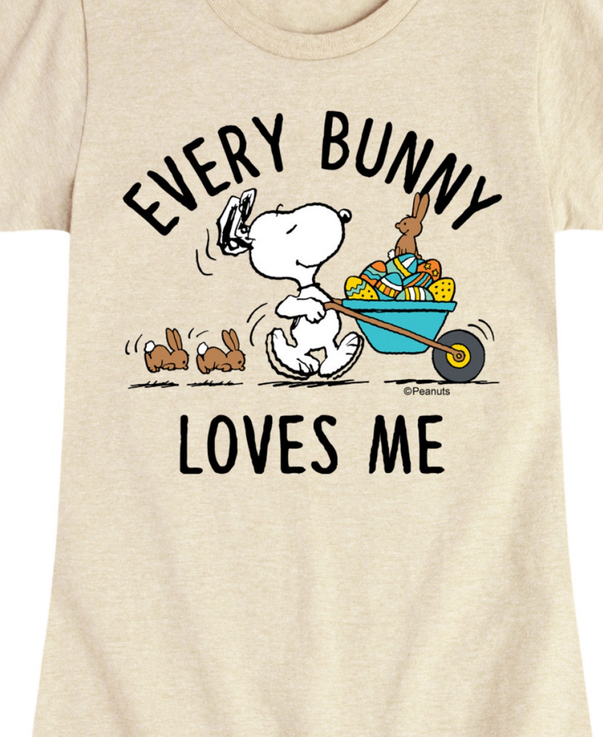 Peanuts Big Girls Snoopy Easter Every Bunny Loves Me Graphic Short Sleeve T-shirt In Beige