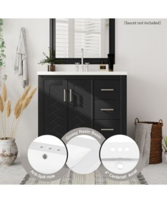 Streamdale 30" Solid Wood Bathroom Vanity Set with Resin Sink and Soft Close Storage