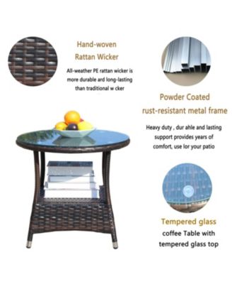 Streamdale Outdoor patio Furniture 1 Round Coffee Table with clear tempered glass