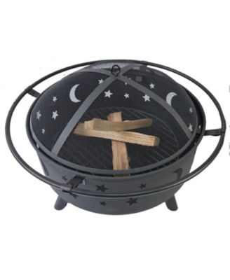 Streamdale Fire Pit 32 Inch Outdoor Wood Burning Firepit with Screen Patio round about the moon and stars
