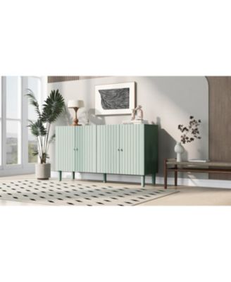 Streamdale Elegant Four-Door Sideboard with Wavy Doors, Cylindrical Legs & Metal Handles