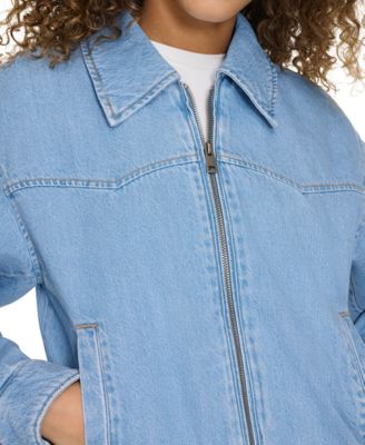 Women's Western Zip-Front Denim Bomber Jacket