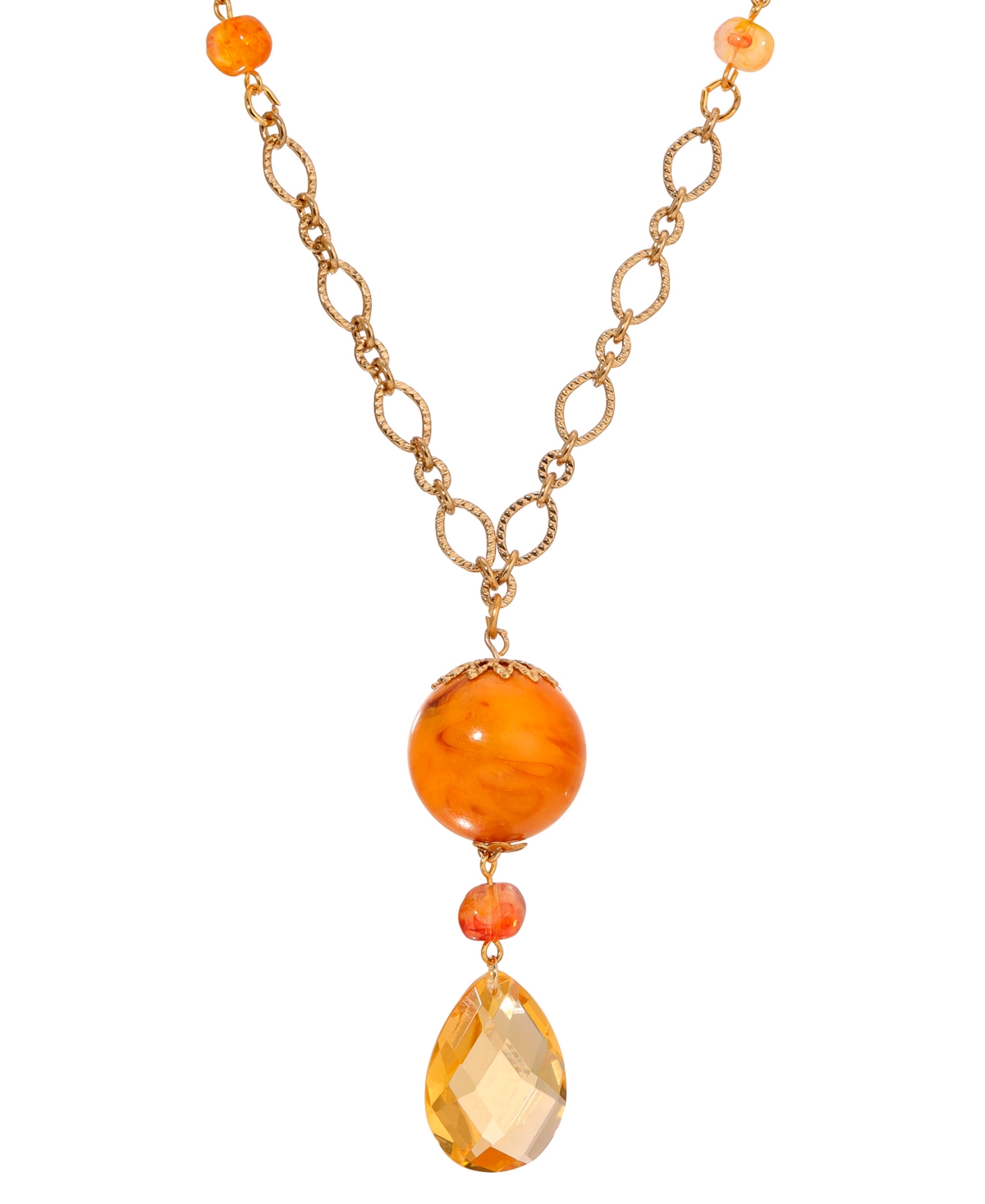 2028 Topaz Glass Bead Y Necklace In Brown