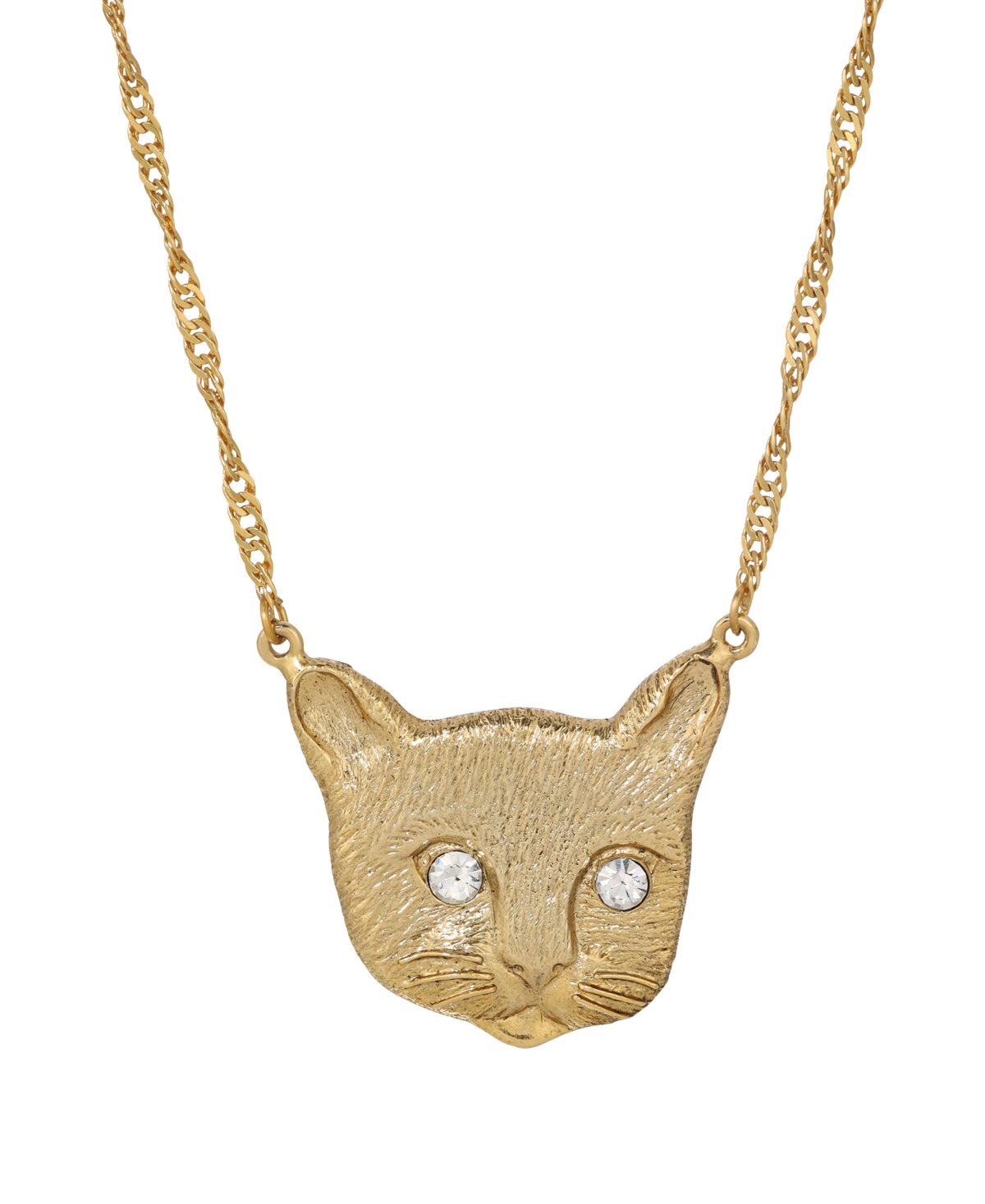 2028 Crystal Cat Face Necklace In Yellow