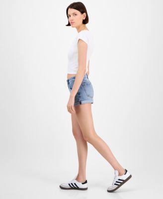 Juniors' Mid-Rise Cuffed Shorts