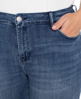 Liverpool Plus Size Hannah Mid-Rise Flared Denim Pants