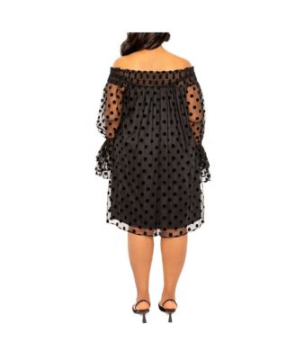 Women's Plus Size Off Shoulder Polka Dot Dress