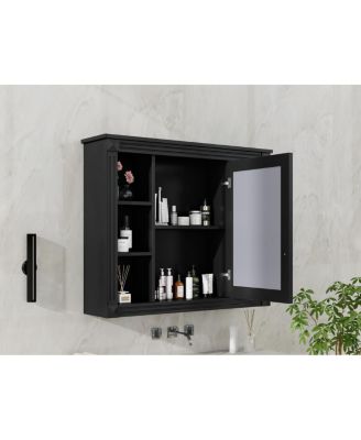  Wall Mounted Bathroom Cabinet with Mirror and 6 Shelves