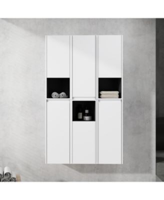  12" Bathroom Side Cabinet,6-Soft Close Doors,Float Mounting Design