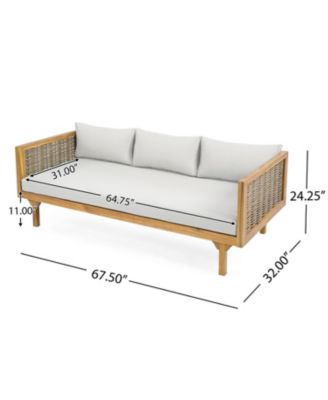 Streamdale Acacia Wood Daybed with Water-Resistant Cushions and Rattan Armrests