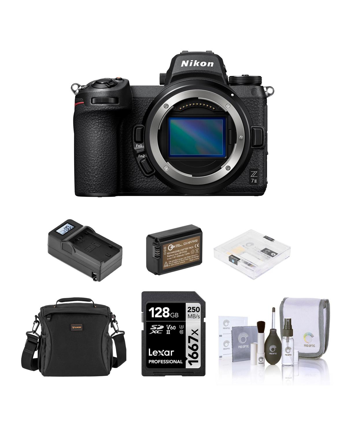 Nikon Z 7II Mirrorless Camera, Bundle with 128GB Memory Card, Bag, Battery, Charger, Screen Protector, Cleaning Kit - Black
