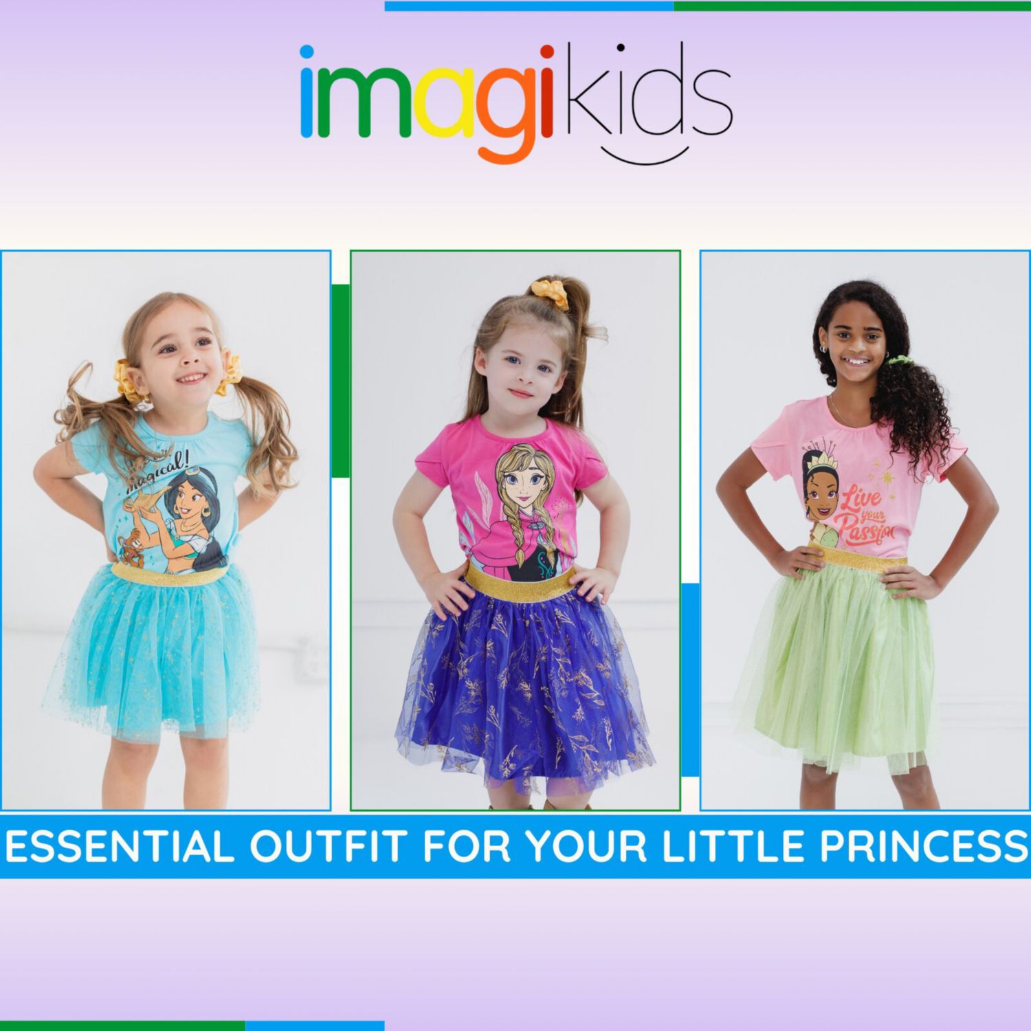 Girls Moana T-Shirt and Tutu Skirt Set with Scrunchie