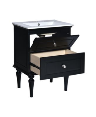 24" Solid Wood Bathroom Vanity Cabinet with Sink and 2 Drawers