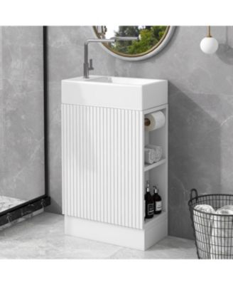 18.6" Bathroom Vanity with Sink, Bathroom Vanity Cabinet with Two-tier Shelf, Left or Right Orientation