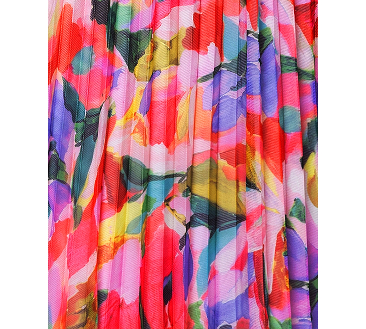 BETSY & ADAM PETITE PRINTED PLEATED CHIFFON DRESS 