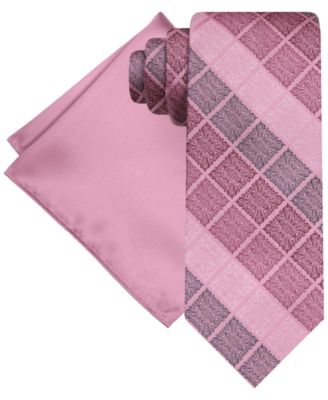 Men's Gradient Squares Tie & Solid Pocket Square Set