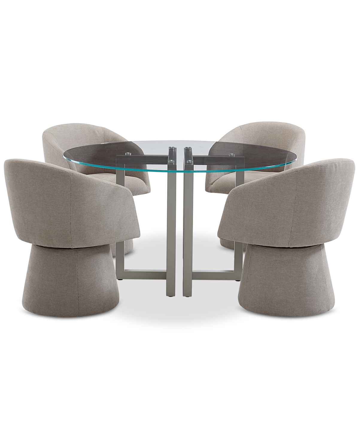 Macy's 5 Pc. Dining Set (emila Round Table & 4 Korder Chairs), Created For  In Sand