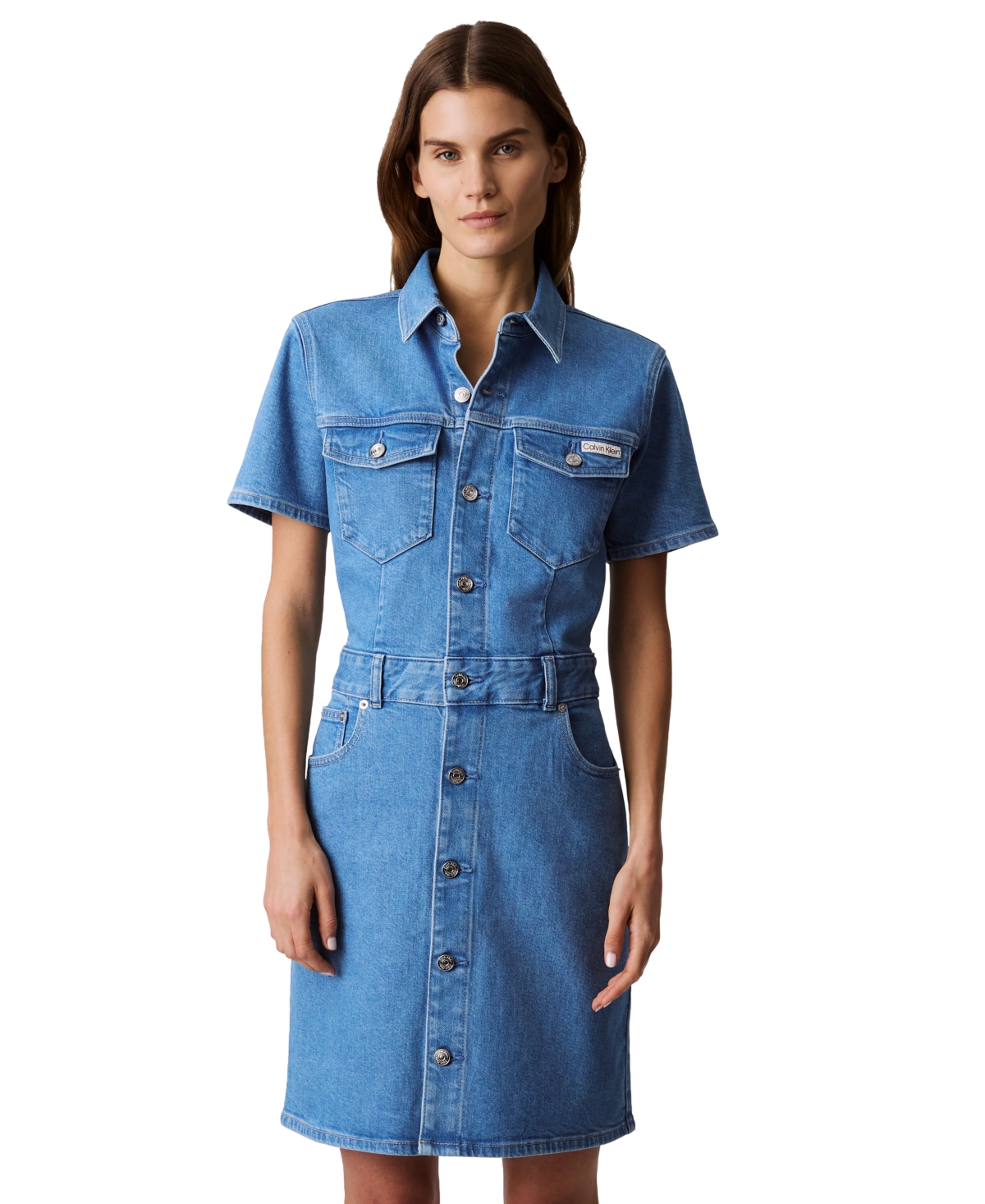 CALVIN KLEIN JEANS EST.1978 WOMEN'S DENIM TRUCKER DRESS 