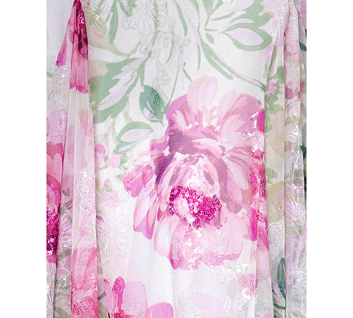 Betsy & Adam Women's Sequin Floral Print Sleeveless Gown In Ivory,pink