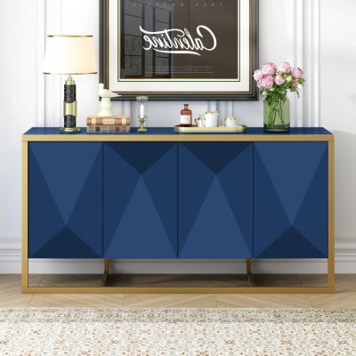 Modern Sideboard with Mahogany Veneer and Unique Metal Legs for Entryway, Living Room or Study