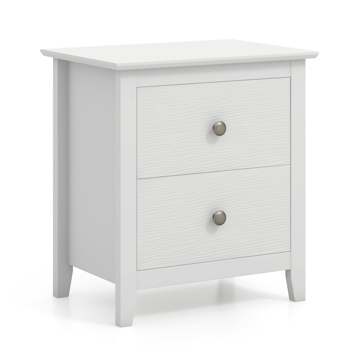 Modern Nightstand with 2 Drawers for Small Spaces - White