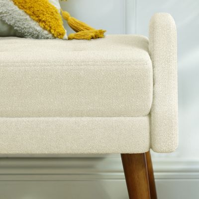 Beige Bench Loop Yarn, Soft Cushion, Geometric Arms