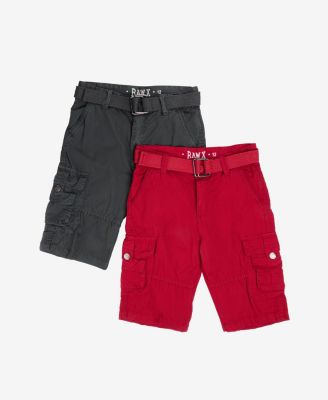 Big Boys 2 Pack Combo Belted Twill Cargo Shorts 8-18