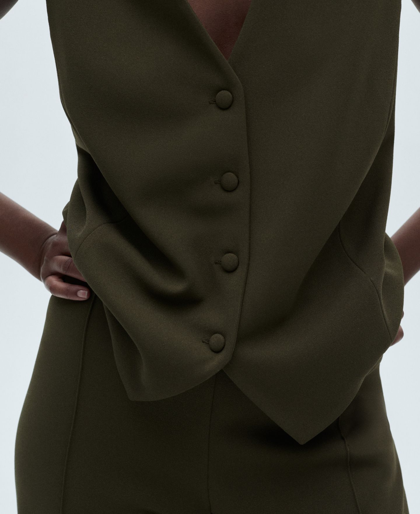Женский топ Mango Buttoned Suit Waistcoat, цвет: Хаки — фото 5