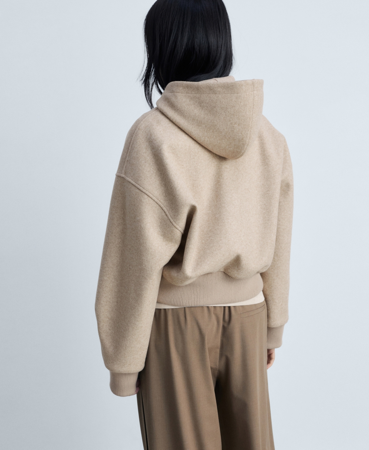 Mango Crop Full Zip Hoodie In Sand