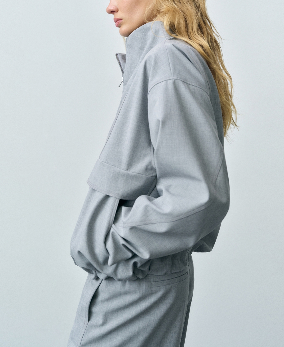 Mango Oversized Parka With Zip Grey In Gray