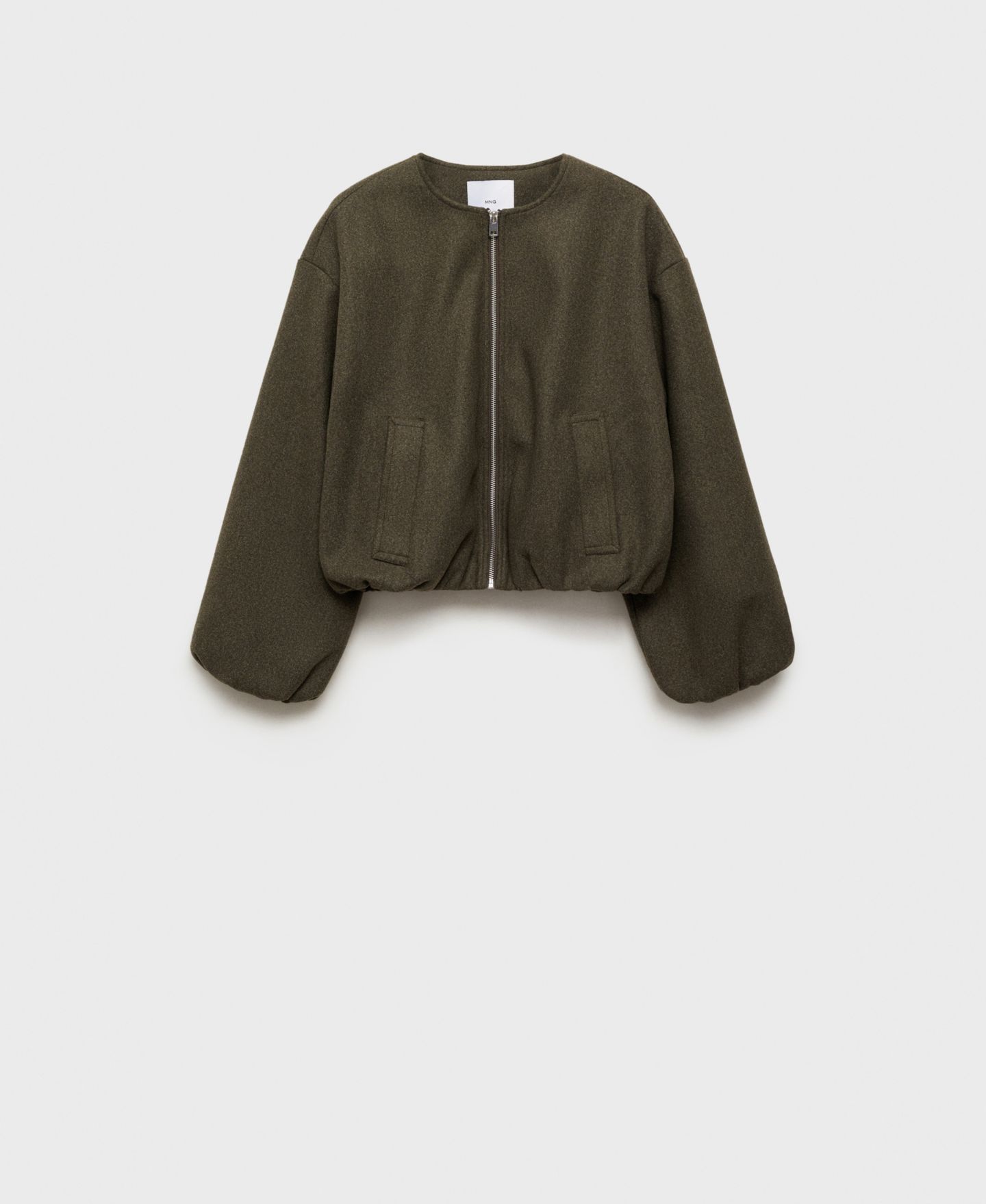 Женская куртка MANGO Gathered Bomber, цвет: Хаки — фото 3