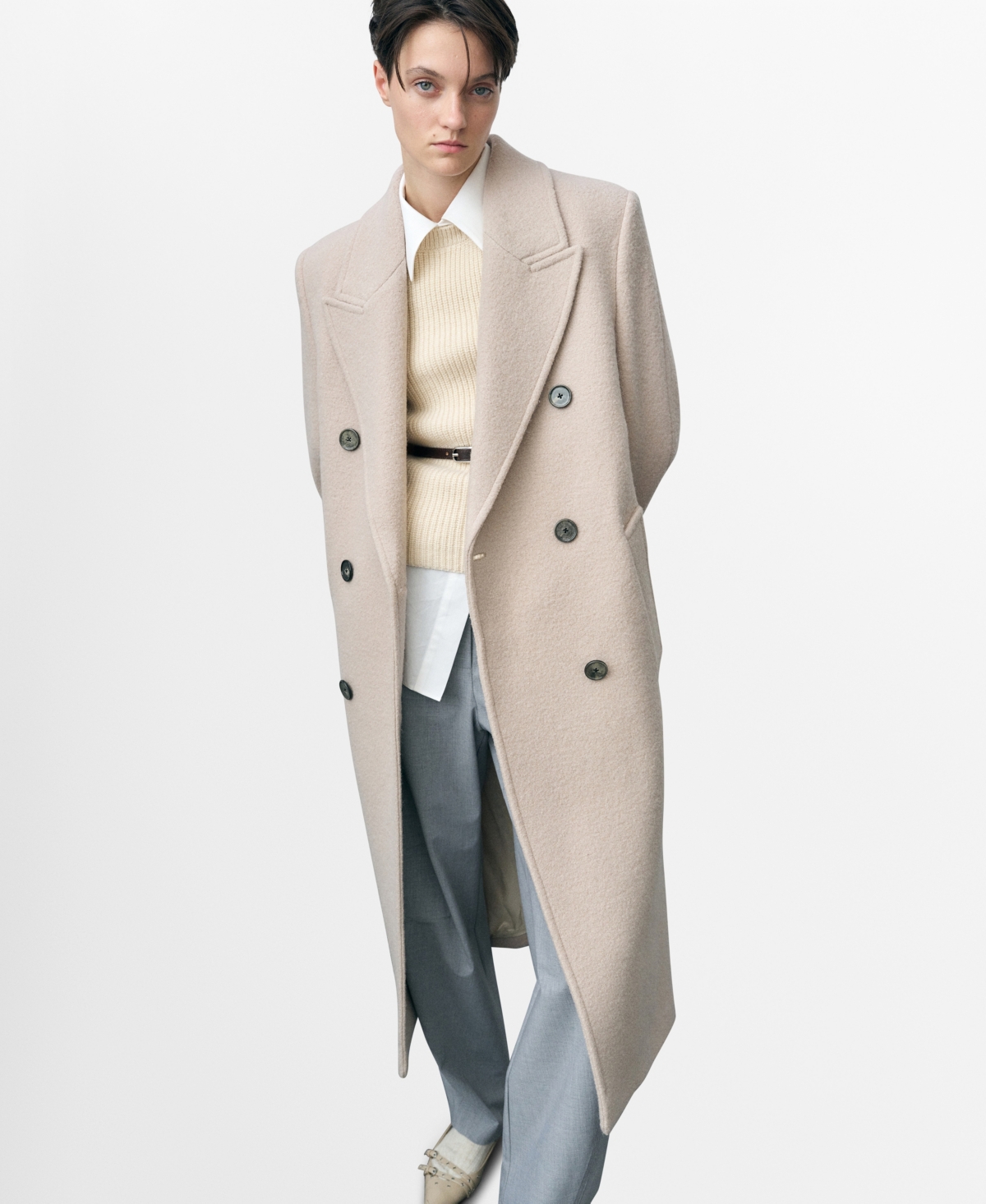 MANGO WOMEN'S STRUCTURED VIRGIN WOOL COAT 