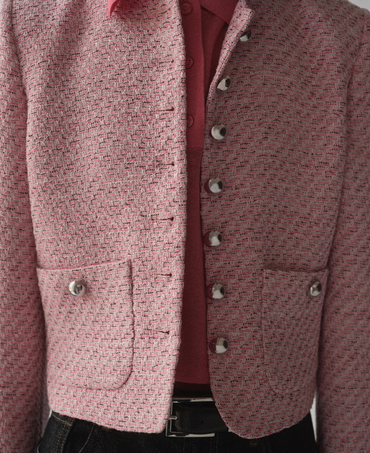 Mango Tweed Jacket In Pink